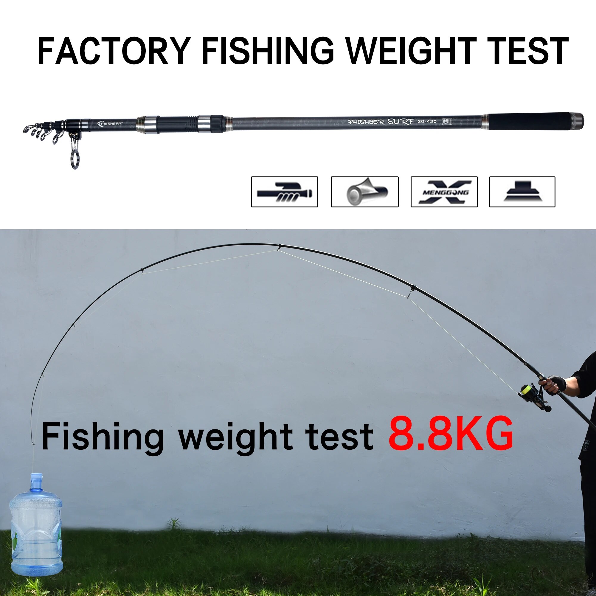 PHISHGER Telescopic Surf Spinn - Fishing Rod Surf ulasan dan harga